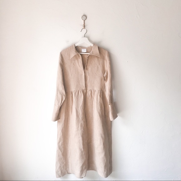 Paris Georgia Beige Linen Larry Dress Size Small - Picture 3 of 11